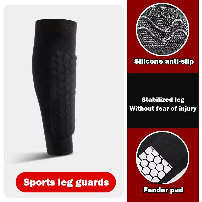 1Pc Football Shin Guard Socks Sleeves with Foam,Calf Compression Sleeve Honeycomb Pads,Sports Legging & Soccer Equipment