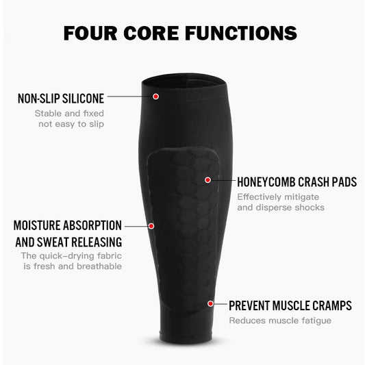 1Pc Football Shin Guard Socks Sleeves with Foam,Calf Compression Sleeve Honeycomb Pads,Sports Legging & Soccer Equipment